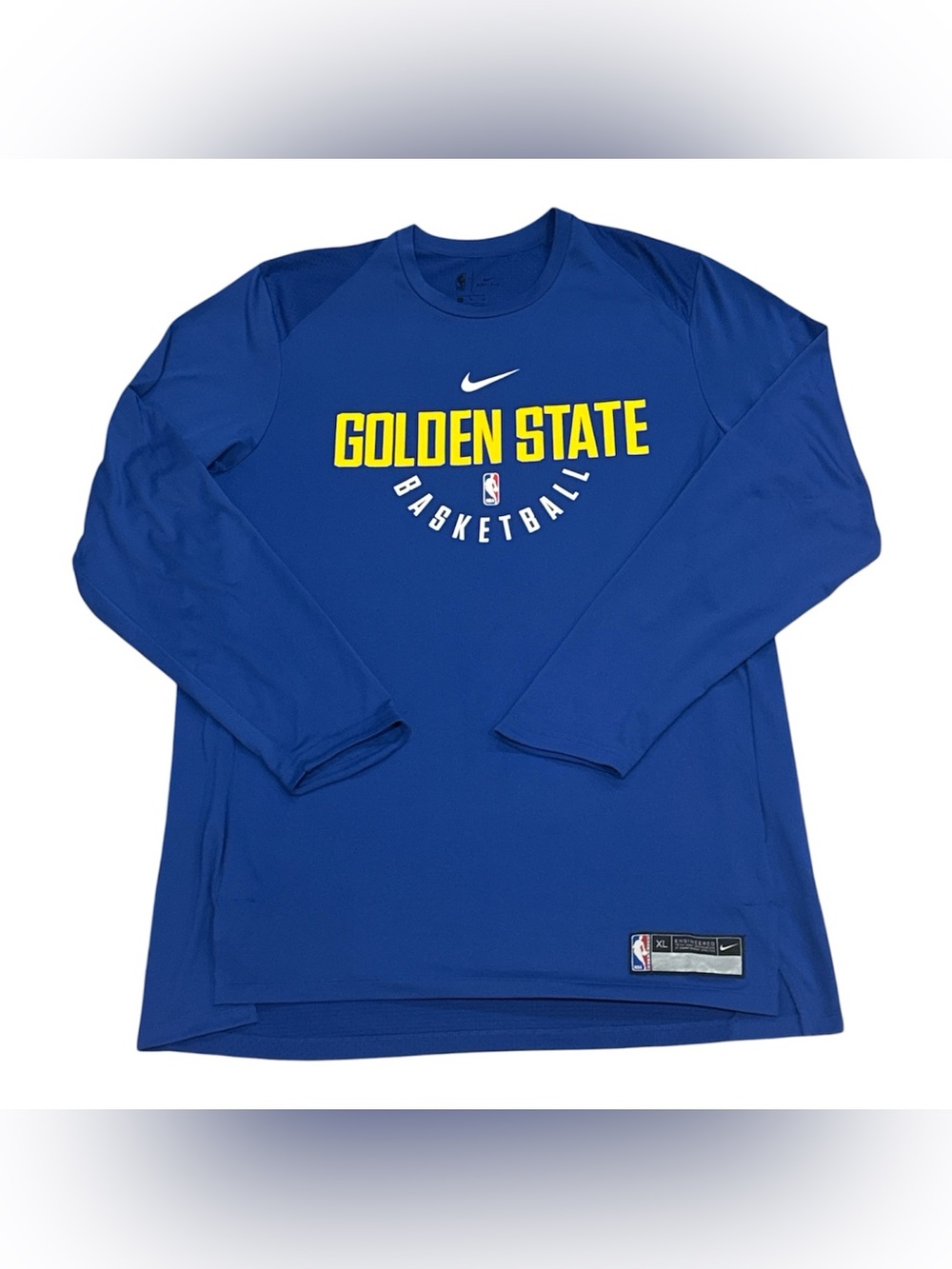 Nike Engineered Golden State Warriors Blue Long Sleeve Basketball Shirt Mens XL